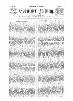 Coburger Zeitung Samstag 9. Januar 1864