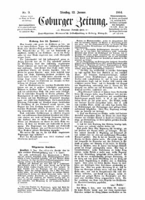 Coburger Zeitung Dienstag 12. Januar 1864