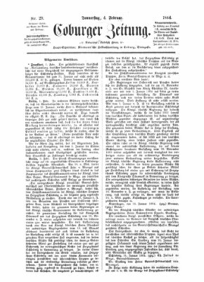 Coburger Zeitung Donnerstag 4. Februar 1864