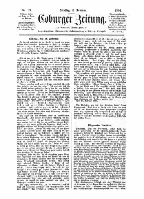 Coburger Zeitung Dienstag 16. Februar 1864