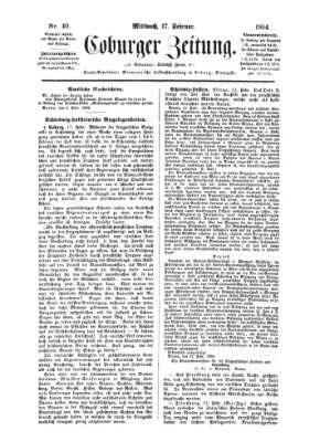 Coburger Zeitung Mittwoch 17. Februar 1864