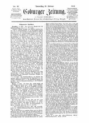 Coburger Zeitung Donnerstag 18. Februar 1864