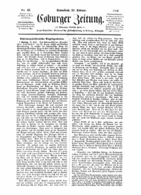 Coburger Zeitung Samstag 20. Februar 1864