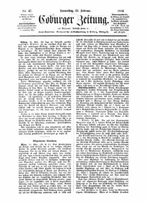 Coburger Zeitung Donnerstag 25. Februar 1864