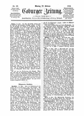 Coburger Zeitung Montag 29. Februar 1864