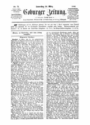 Coburger Zeitung Donnerstag 24. März 1864