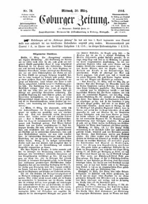 Coburger Zeitung Mittwoch 30. März 1864