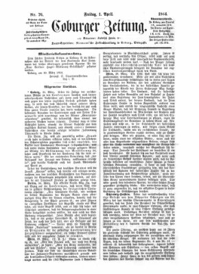 Coburger Zeitung Freitag 1. April 1864