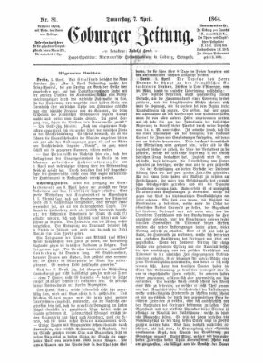 Coburger Zeitung Donnerstag 7. April 1864