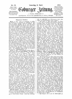 Coburger Zeitung Donnerstag 21. April 1864