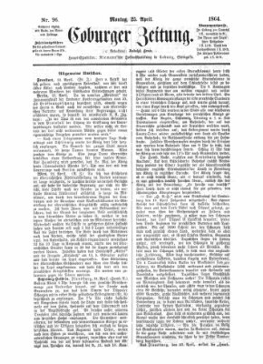 Coburger Zeitung Montag 25. April 1864