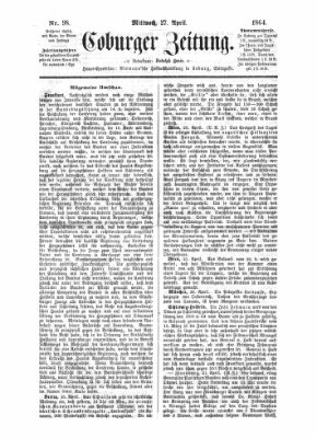 Coburger Zeitung Mittwoch 27. April 1864