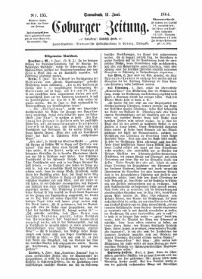 Coburger Zeitung Samstag 11. Juni 1864