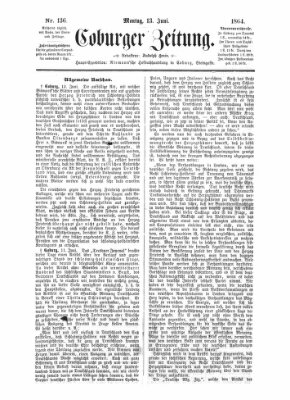 Coburger Zeitung Montag 13. Juni 1864