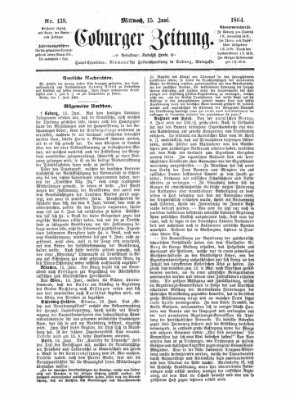 Coburger Zeitung Mittwoch 15. Juni 1864