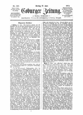 Coburger Zeitung Freitag 17. Juni 1864