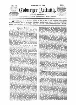 Coburger Zeitung Samstag 25. Juni 1864