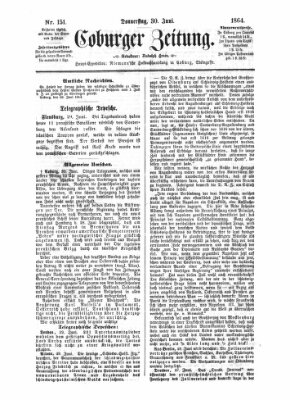 Coburger Zeitung Donnerstag 30. Juni 1864