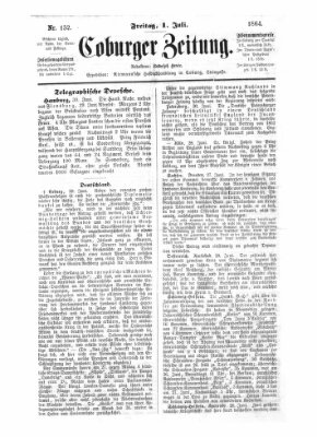 Coburger Zeitung Freitag 1. Juli 1864