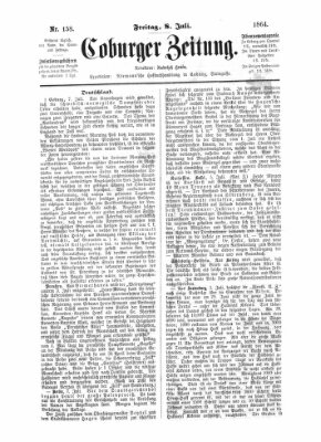 Coburger Zeitung Freitag 8. Juli 1864