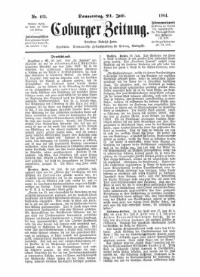 Coburger Zeitung Donnerstag 21. Juli 1864