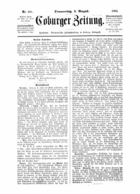 Coburger Zeitung Donnerstag 4. August 1864