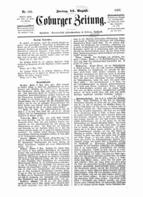 Coburger Zeitung Freitag 12. August 1864