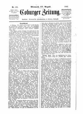 Coburger Zeitung Mittwoch 17. August 1864