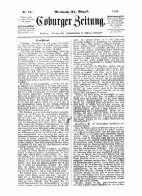 Coburger Zeitung Mittwoch 24. August 1864