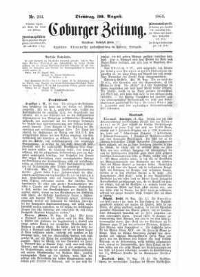 Coburger Zeitung Dienstag 30. August 1864