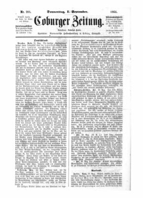 Coburger Zeitung Donnerstag 1. September 1864