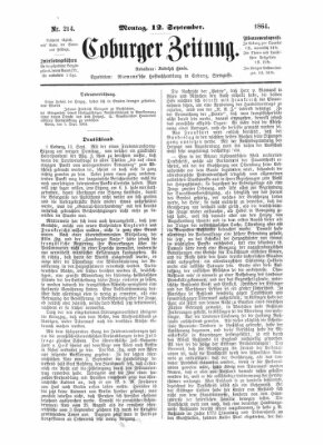 Coburger Zeitung Montag 12. September 1864