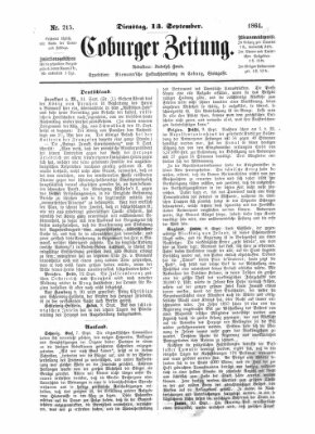 Coburger Zeitung Dienstag 13. September 1864