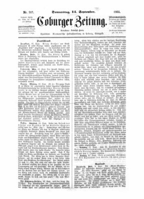 Coburger Zeitung Donnerstag 15. September 1864