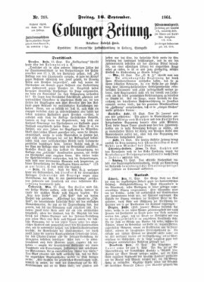 Coburger Zeitung Freitag 16. September 1864