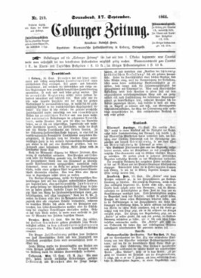 Coburger Zeitung Samstag 17. September 1864