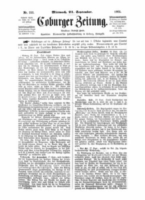 Coburger Zeitung Mittwoch 21. September 1864