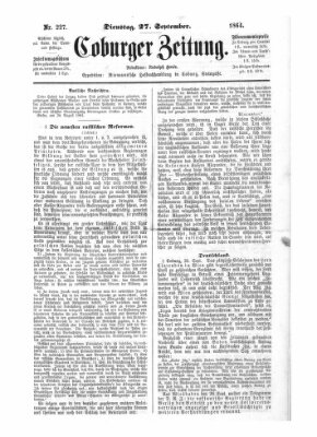 Coburger Zeitung Dienstag 27. September 1864