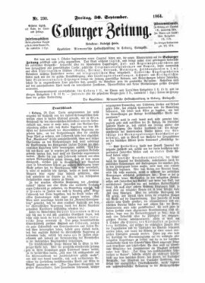 Coburger Zeitung Freitag 30. September 1864