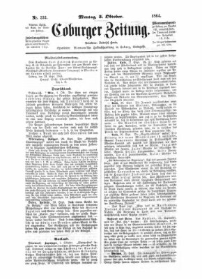 Coburger Zeitung Montag 3. Oktober 1864