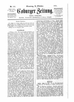 Coburger Zeitung Dienstag 4. Oktober 1864