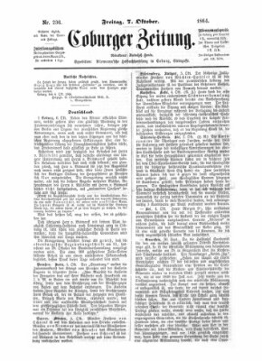 Coburger Zeitung Freitag 7. Oktober 1864