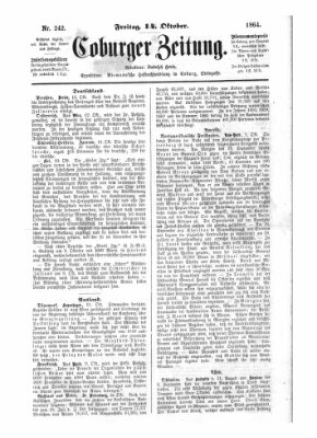 Coburger Zeitung Freitag 14. Oktober 1864