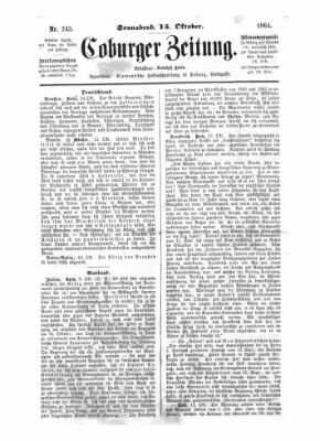 Coburger Zeitung Samstag 15. Oktober 1864