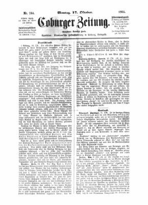 Coburger Zeitung Montag 17. Oktober 1864