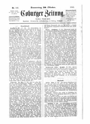 Coburger Zeitung Donnerstag 20. Oktober 1864