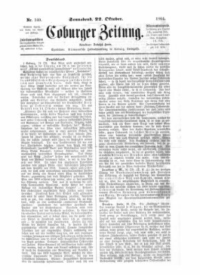 Coburger Zeitung Samstag 22. Oktober 1864