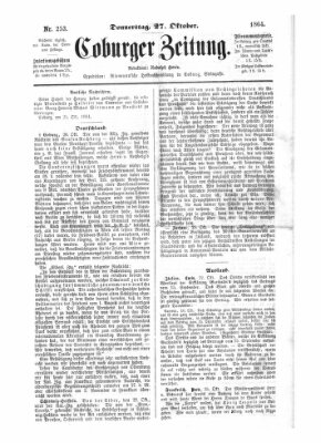 Coburger Zeitung Donnerstag 27. Oktober 1864