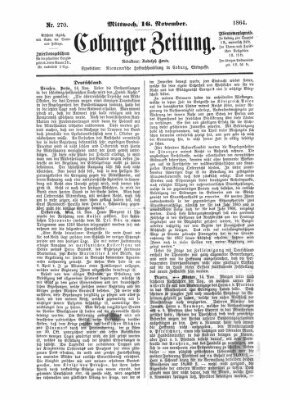 Coburger Zeitung Mittwoch 16. November 1864