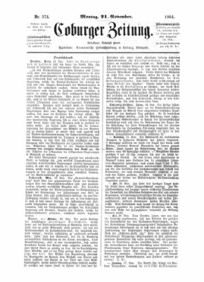 Coburger Zeitung Montag 21. November 1864